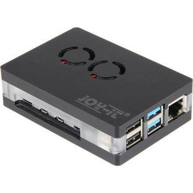 Rb-Casep4 + 03B für Raspberry Pi 4 B (Schwarz/Transparent)