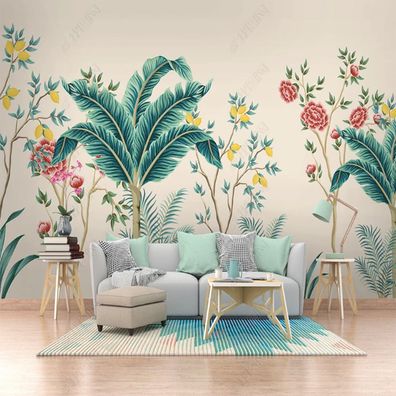 Fototapete Dschungel Botanisch - Exotische Blätter, Bananenpflanzen & Blum 10959