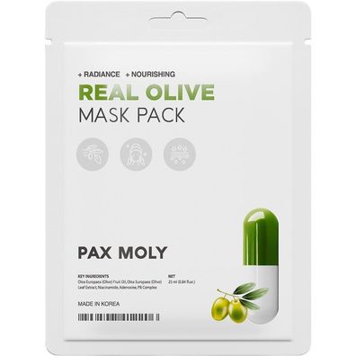 PaxMoly feucht. spend. e/beruhigende Tuchmaske mit echtem Olivenöl 25ml