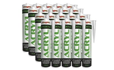 20 x Strukturacryl 310 ml weiss körniges Rissacryl für Mauerwerk & Putz Acrylspachtel