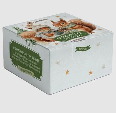 Tee Genussbox, Süße Eichhörnchen, Gebrannte Mandeln, Geschenkidee Geschenk Winter