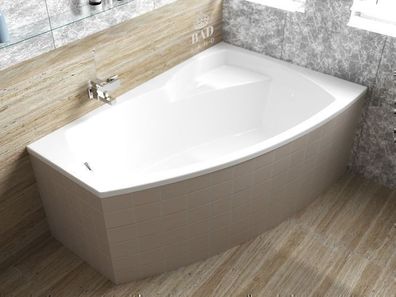 Badewanne Eckwanne Acryl FRIDA 150x90 Rechts Weiß | Ablauf & Füße GRATIS !