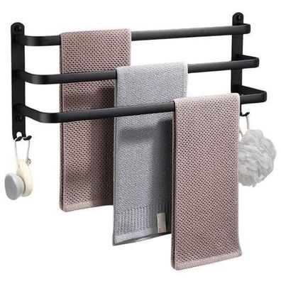 Schwarzer Handtuchhalter aus Aluminium, 50 cm