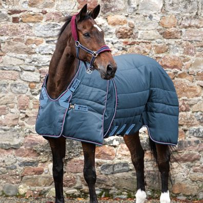 Horseware Rambo Optimo Stable Rug 200g - Navy/Burgundy, Teal & Navy