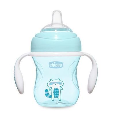 Chicco Baby-Trinkbecher für Jungen, 200 ml, Weicher Trinklernsauger ab 4 Monaten