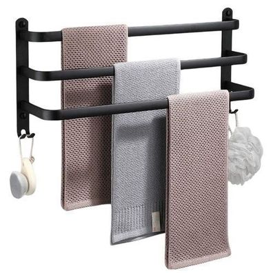 Schwarzer Handtuchhalter aus Aluminium, 40 cm