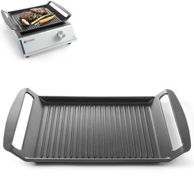 Grillplatte, gerillt, für Induktionskochfelder, TEFLON, 39 x 26 cm - HENDI 629130