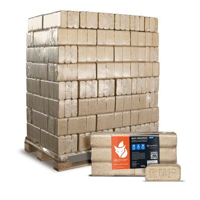 Heizfuxx RUF Blue Holzbriketts Nadelholz 10kg x 96 Gebinde 960kg Palette