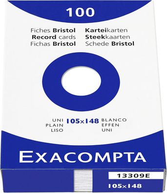 Exacompta 13309E 100er Pack Premium Karteikarten blanko DIN A6 ideal für die Schule,