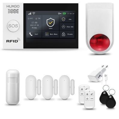 Funk Alarm System mit Sirene, 3x Tür- Fenstersensor HXA007 2G, Smart Home Security