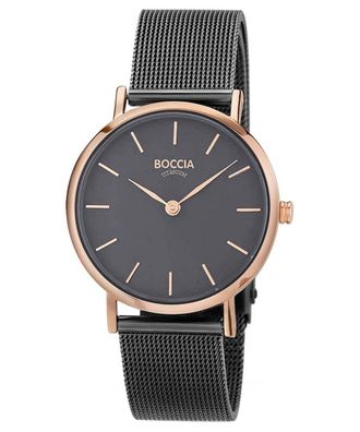 Boccia Damenarmbanduhr mit Milanaise-Band Anthrazit 3281-11