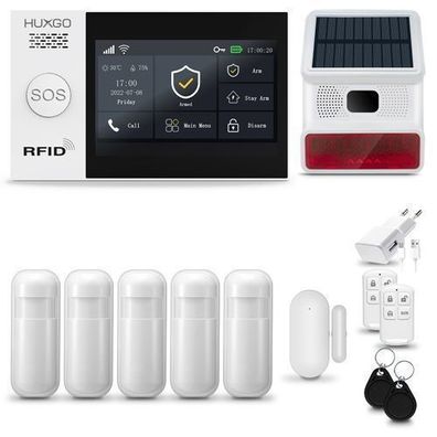 HXA007 Funk Alarmanlage Haus WLAN + GSM 4G mit Siren, 5x Bewegungssensor fur Haus