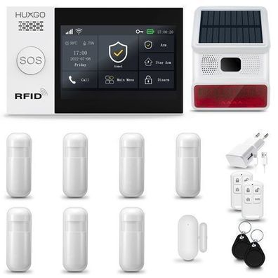 HXA007 Funk Alarmanlage Haus WLAN + GSM 4G mit Siren, 7x Bewegungssensor fur Haus