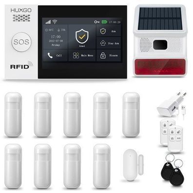 HXA007 Funk Alarmanlage Haus WLAN + GSM 4G mit Siren, 9x Bewegungssensor fur Haus