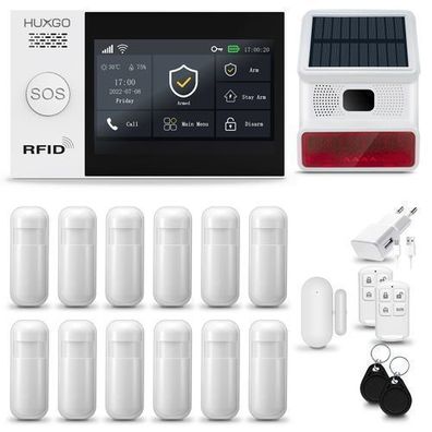 HXA007 Funk Alarmanlage Haus WLAN + GSM 4G mit Siren, 12x Bewegungssensor fur Haus