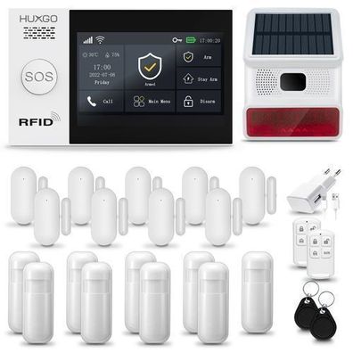 HXA007 4G Alarmanlage Haus mit 9x Bewegungssensor, 9x Fensteralarm, Smart Home