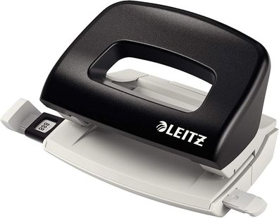 Leitz Mini Büro Locher aus Metall, kleiner Locher für 10 Blatt, Anschlagschiene mit F