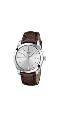 Tissot Herrenuhr Gentleman Silber Braun Leder T127.410.16.031.01