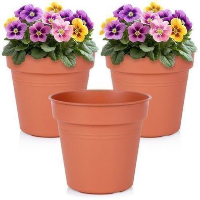 Runder Kunststoff-Gartentopf 17 cm 3 Stück