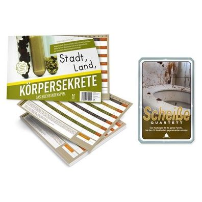 Fäkalhumor-Bundle: Scheiße Quartett + Stadt Land Körpersekrete - Partyspiele