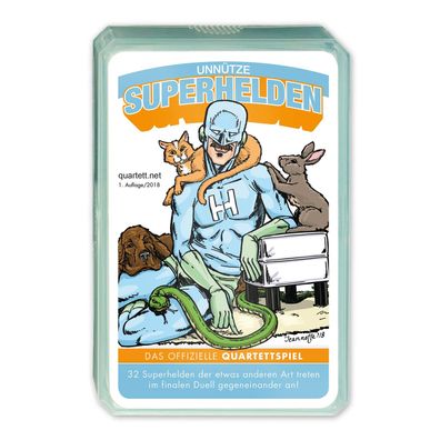 Unnütze Superhelden Quartett | 32 nutzlose Helden | Lustiges Kartenspiel