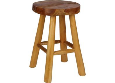 Rustikaler Teakholz Hocker Sitzhocker Holzhocker Blumenhocker Beistelltisch Deko