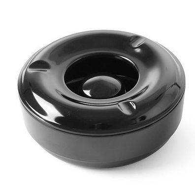 Aschenbecher mit Melamindeckel, schwarz, Durchmesser 146 mm - Hendi 569757