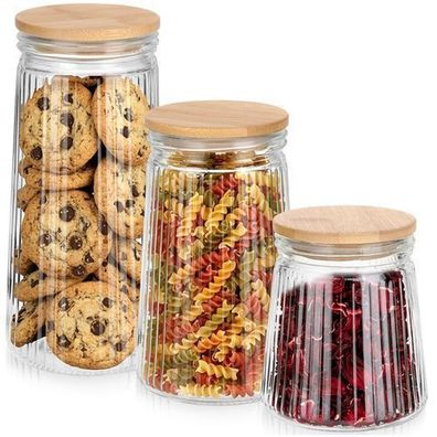 Glasbehälter für lose Produkte mit Deckel und Dichtung 1,4 l / 1 l / 700 ml 3 Stück