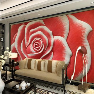 Fototapete XXL Rote Rose - Elegante Blumen-Wandtapete in Rot & Weiß | Luxu 10986