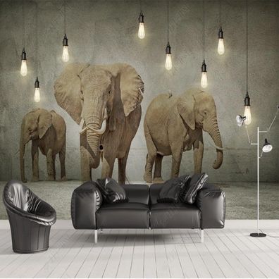 Fototapete XXL Elefanten Familie - Safari Tiermotiv mit 3 Elefanten Modern 10990