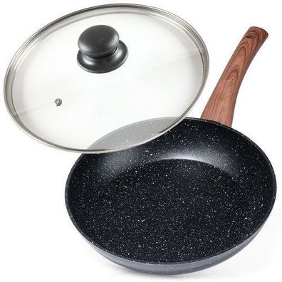Granit-Bratpfanne mit Glasdeckel BLACK&WOOD 24 cm