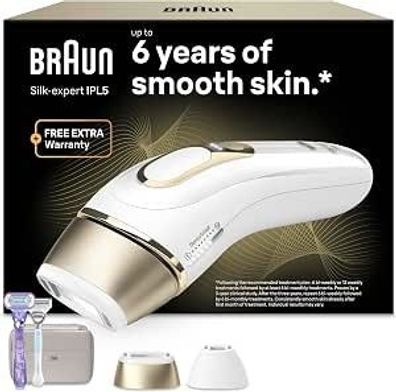 Braun IPL Geräte Haarentfernung Silk·expert Pro 5, PL5157, Weiß/Gold