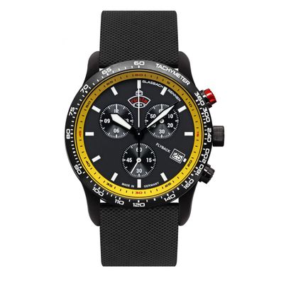 Ruhla 4990-5 Herrenuhr Quarz Flyback-Chronograph mit Silikonarmband schwarz