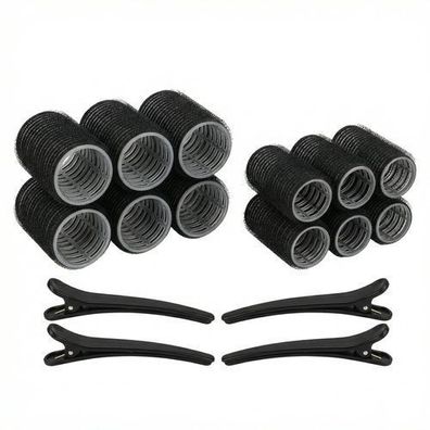 Komplettes Friseur-Zubehör-Set zum Haareeindrehen Schwarz - Profi Locken-Styling-Set