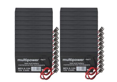 20x Multipower Blei-Akku MP0,8-12H Pb 12V 0,8Ah Heim und Haus Stecker Rollladen