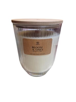 Treewick Duftkerze Bloom u Linen mit Holzdocht ca. 80 Stunden Brenndauer
