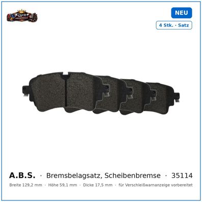 Bremsklötze A.B.S. 35114 für Audi A4, Audi Q5, VW Touareg, Audi A6 uvm