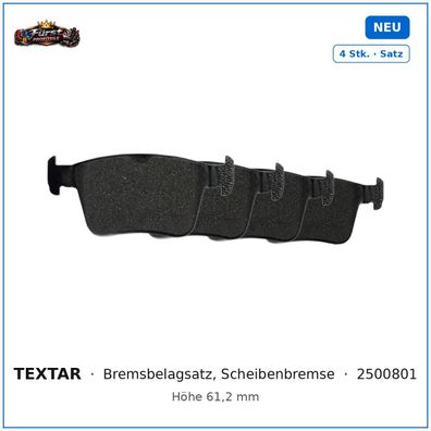 Bremsklötze Textar 2500801 für VW T-ROC, Skoda Karoq, VW Touran, VW Golf uvm