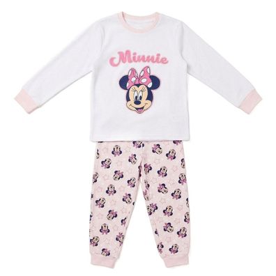 Disney Minnie Kinder Nachtwäsche Zweiteiler lang für Schlafen Freizeit und Übernac