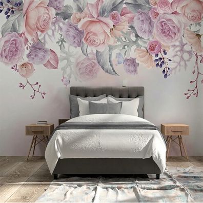 3D Fototapete Blumen & Rosen in Pastell - Romantische Wandtapete mit Rosa 5121