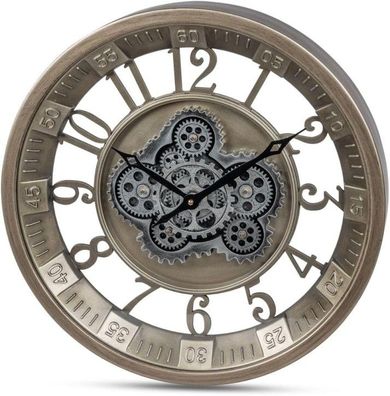 formano Große Moderne Wanduhr mit Beweglichen Zahnrädern 46 cm Metall Clock