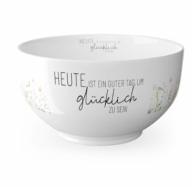 la Vida Schale Schälchen Keramik weiß, 13x7cm, mit Spruch Heute ist ein guter Tag um