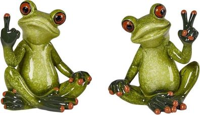 formano 2er Set Frosch Dekofiguren 9 cm handbemalt mit Glanzoptik