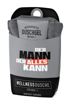 Wellness Duschset für Männer, Naturkosmetik Duschgel mit Handtuch, Der Mann der Alles