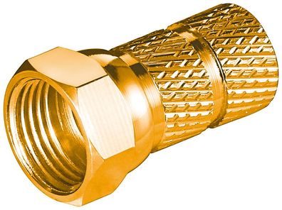 goobay F-Stecker Cu vergoldet L. ca. 20 mm gr.Überwurfmutter Für Kabel Außen-ø 6,5 mm