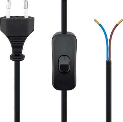 goobay Kabel mit Eurostecker zum Konfektionieren mit Schalter schwarz 1,5 m (1er Soft