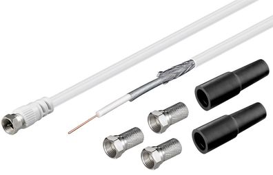goobay 100 Koax Antennenkabel Set doppelt geschirmt mit F Steckern weiß 10 m (1er Fal