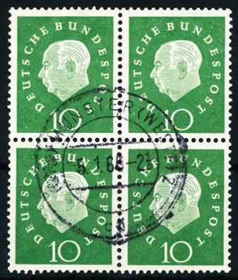 BRD DS HEUSS 3 Nr 303 zentrisch gestempelt Viererblock X46B542