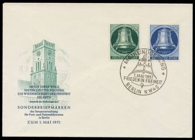 BERLIN 1951 Nr 76 + 78 BRIEF FDC X6E2CDA