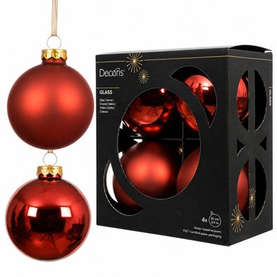 Weihnachtskugeln Glas 10cm 4 Stück - Ochsenblut